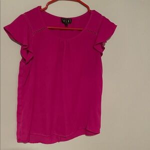 Vibrant Pink Ruffle Sleeve Blouse by OLM